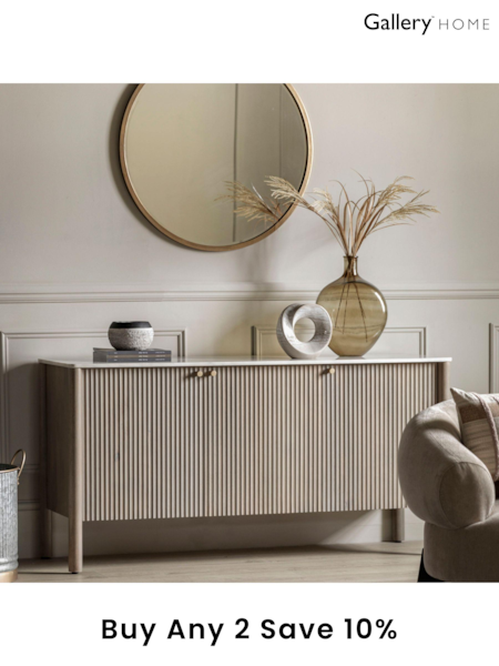 Gallery Home Grey Kenitra Marble 3 Door Sideboard (B89096) | £1,025