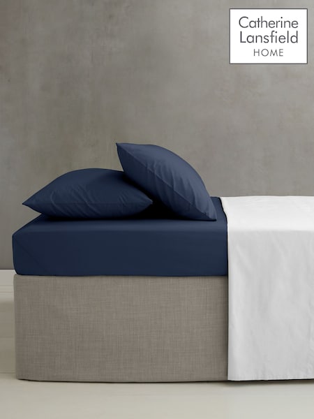 Catherine Lansfield Navy Blue Percale Extra Deep Fitted Sheet (B89163) | £16 - £20