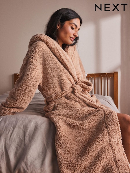 Neutral Long Teddy Dressing Gown (B89197) | £34