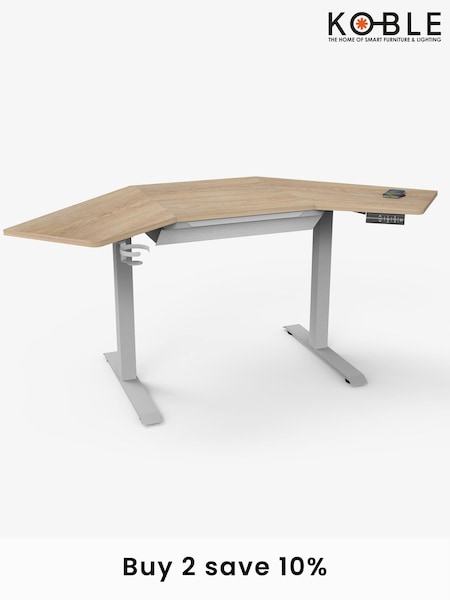 Koble Ash Gino Corner Height Adjustable Desk With Drawer (B89210) | £325