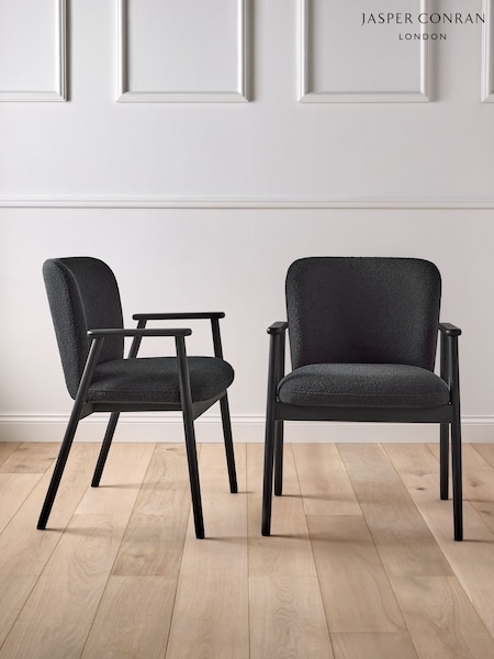Jasper Conran London Set of 2 Soft Boucle Black Aden Dining Chairs (B89360) | £429