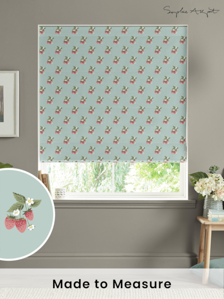 Sophie Allport Blue Strawberries Made to Measure 100% Cotton Roman Blinds (B89966) | £79