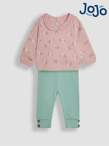 JoJo Maman Bébé Pink Pretty Mouse Sweatshirt & Leggings Set (B90241) | £28