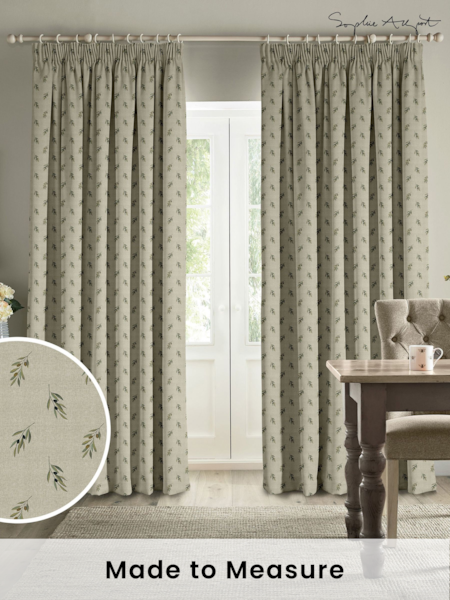 Sophie Allport Natural Linen Olive Made to Measure 100% Cotton Curtains (B90340) | £91