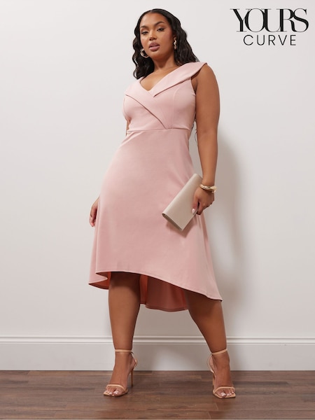 Yours Curve Pink London Tuxedo High Low Dress (B90501) | £53
