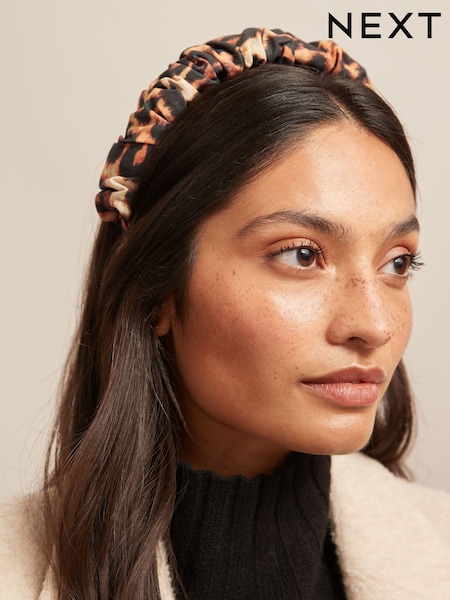 Leopard Print Ruched Structured Headband (B90592) | £10