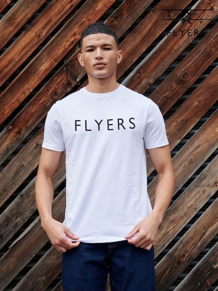 Flyers Mens Classic Fit Text 100% Cotton T-Shirt (B91092) | £20