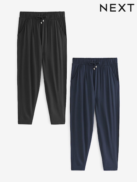 Black/Navy Blue Jersey Joggers 2 Pack (B91202) | £35