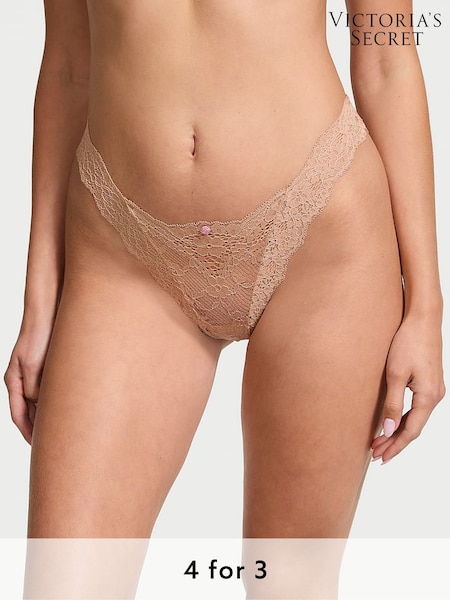Victoria's Secret Praline Nude Brazilian Lace Knickers (B91352) | £14
