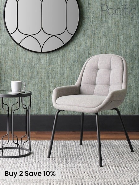 Pacific Grey Alba Linen Mix Dining Chair with Black Legs (B91455) | £165
