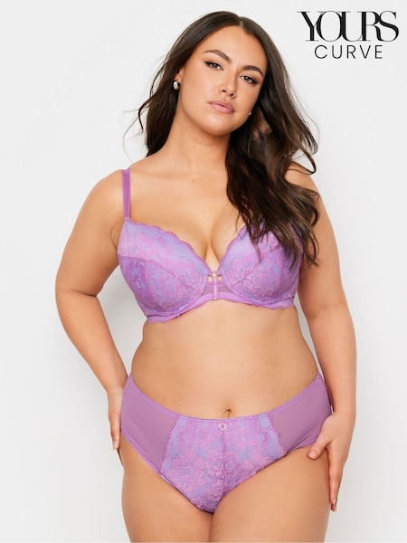Yours Curve Purple Liza Lace Padded Bra (B91569) | £26