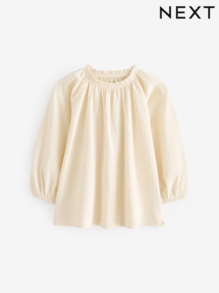 Cream Long Sleeve Gathered Neck Blouse (3mths-7yrs) (B91630) | £7 - £9