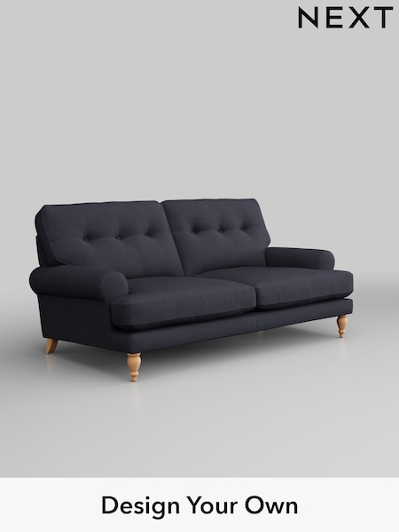 Tweedy Blend Easy Clean/Dark Slate Blue Erin Buttoned Back Deep Relaxed Sit (B91728) | £1,225