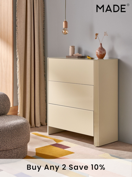 MADE.COM Ecru White Eleni 3 Drawer Chest of Drawers (B92088) | £599