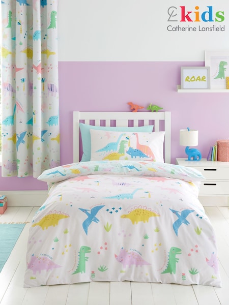 Catherine Lansfield Pink Dinosaur Friends Reversible Duvet Cover Set (B92347) | £14 - £23