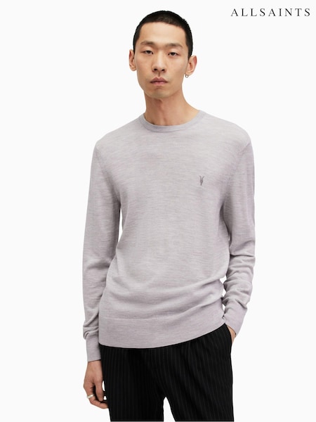 AllSaints Grey Mode Merino Crew Neck Jumper (B92824) | £95