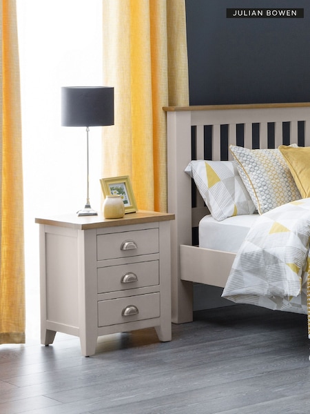 Julian Bowen Grey Richmond 3 Drawer Bedside Table (B92825) | £190