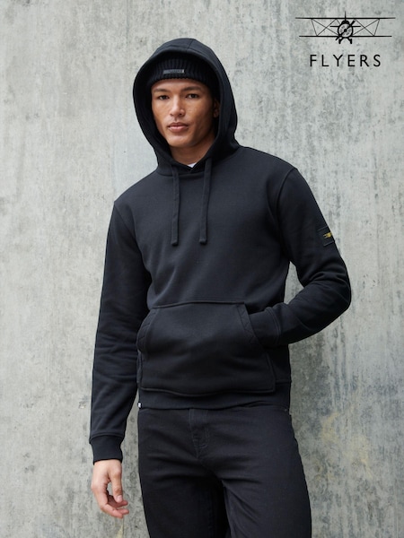 Flyers Loose Fit Mens Black Hoodie (B92889) | £60