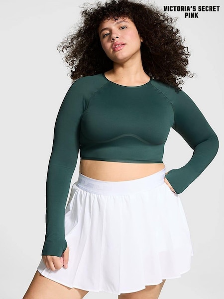 Victoria's Secret PINK Deep Forest Green Relay Long Sleeve Crop Top (B93036) | £19