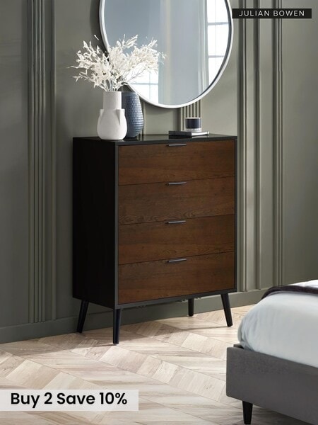 Julian Bowen Black Alba 4 Drawer Wide Chest (B93045) | £285