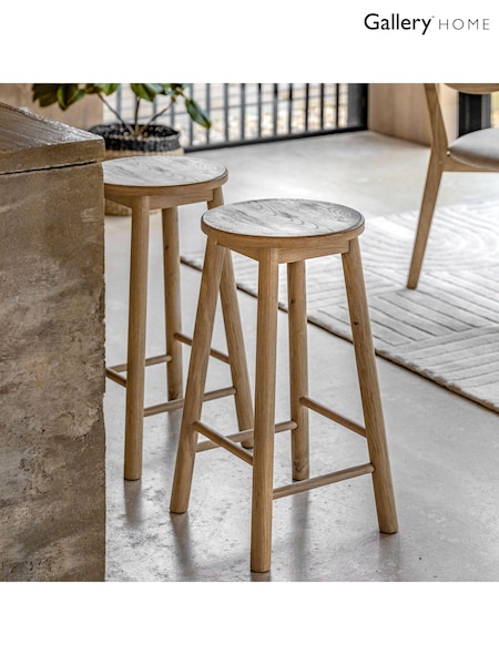 Gallery Home Natural Temara Oak Style Stool (B93358) | £100