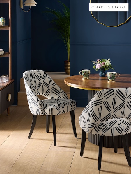 Clarke and Clarke Set of 2 Murakami Black Remi Non Arm Dining Chairs (B93425) | £350