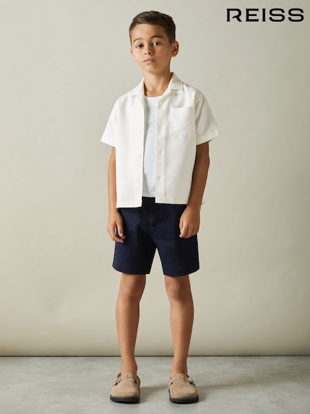 Reiss Off White Japane 3-9 yrs Twill Cuban Collar Shirt (B93509) | £28