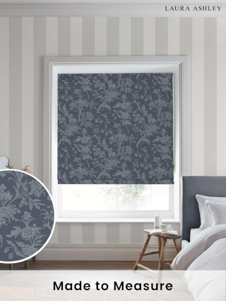 Laura Ashley Midnight Navy Blue Lloyd Made to Measure 100% Cotton Roman Blinds (B93559) | £79