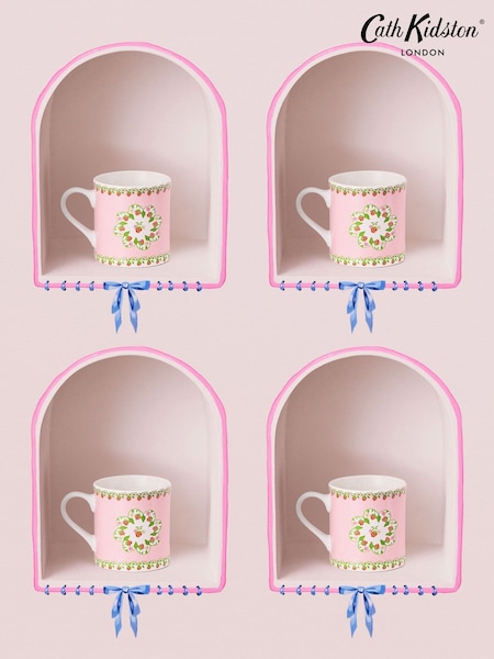Cath Kidston Set of 4 Pink Strawberry Mollie Mugs (B93888) | £40