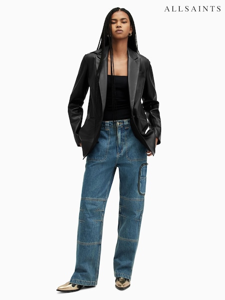 AllSaints Black Deri Leather Blazer (B93957) | £369