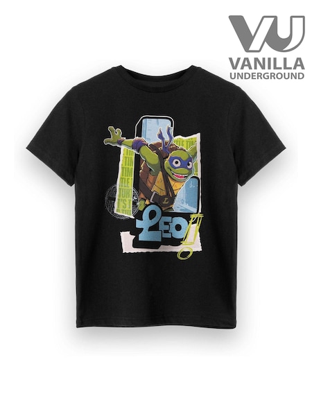 Vanilla Underground Leo Black Boys 100% Cotton Teenage Mutant Ninja Turtles T-Shirt (B94252) | £14
