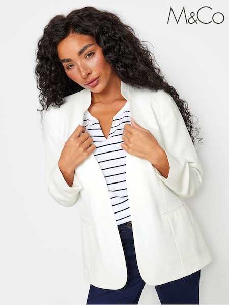 M&Co White Petite Collarless Fitted Blazer (B94282) | £55