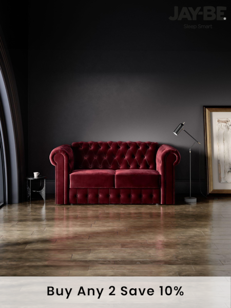 Jay-Be Luxe Velvet Shiraz Red Chesterfield 2 Seater Sofa Bed (B94342) | £3,095