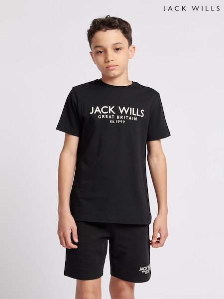 Jack Wills Black Boys Regular Fit Carnaby 100% Cotton T-Shirt (B94439) | £20 - £24