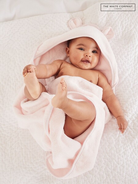 The White Company Pink Bear Hydrocotton Hooded 100% Cotton Towel (B94585) | £26 - £30