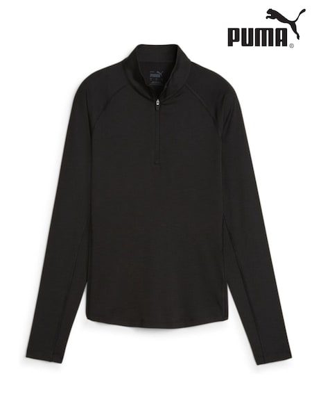 Puma Black Black Womens You-V Solid Golf 1/4 Zip Pullover Sweatshirt (B94609) | £45