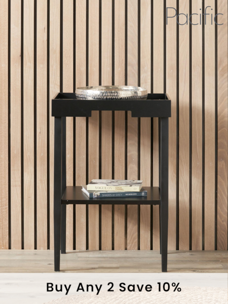 Pacific Black Marnie Wood Side Table with Shelf (B94719) | £180