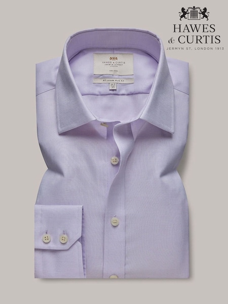 Hawes & Curtis Slim Purple 100% Cotton Non-Iron Dobby Shirt (B94747) | £59