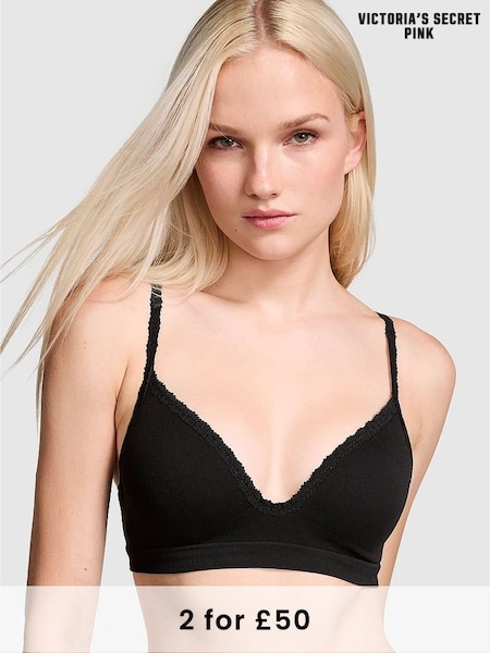 Victoria's Secret PINK Black Seamless Bralette (B94876) | £29