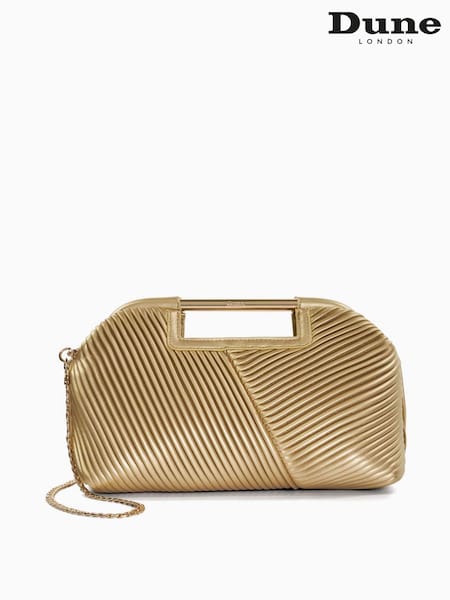 Dune London Gold Ebec Pleated Framed Clutch Bag (B95049) | £99