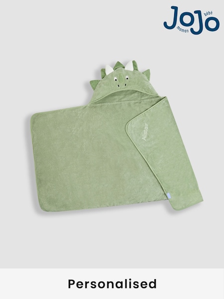 JoJo Maman Bébé Green Dino Personalised Large Hooded Towel (B95072) | £30