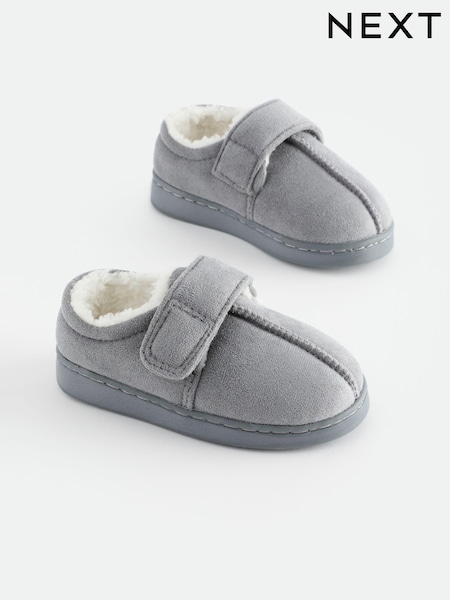 Grey Warm Lined Touch Fastening Slippers (B95122) | £11 - £14