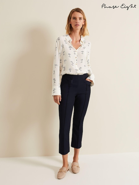 Phase Eight Blue Miah Stretch Capri Trousers (B95132) | £59