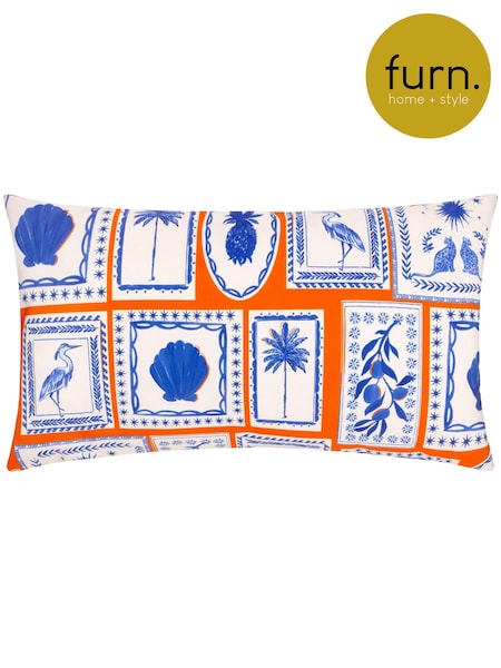 Furn Coral Blue Frieze Abstract Outdoor Cushion (B95150) | £15