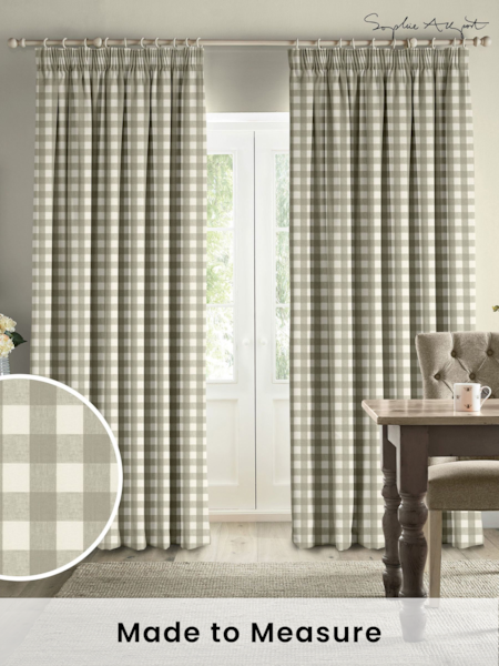 Sophie Allport Natural Stone Gingham Made to Measure 100% Cotton Curtains (B95421) | £91
