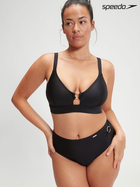 Speedo Black Womens Shaping Triangle Bikini Top with Removable Bra Pads (B95547) | £36