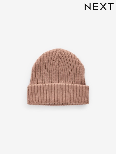 Tan Brown Rib Beanie Hat (1-16yrs) (B95554) | £4 - £8
