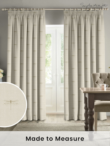 Sophie Allport Neutral Gold Vector Dragonfly Made to Measure 100% Cotton Curtains (B95706) | £91