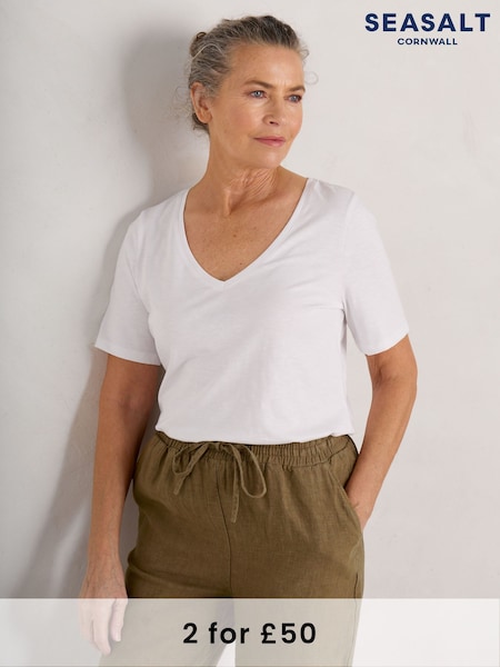 Seasalt Cornwall White Burdock T-Shirt (B95827) | £26
