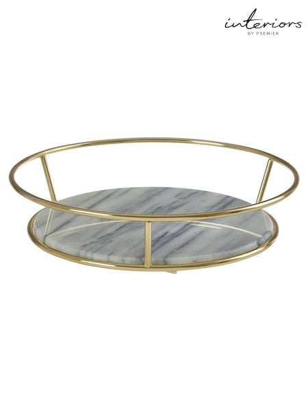 Interiors by Premier White Marble and Brass Finish Fruit Basket (B95860) | £33